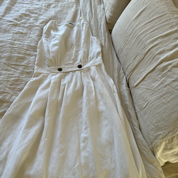 Madewell Button-Waist Wrap Midi Linen Dress - Picture 6 of 6
